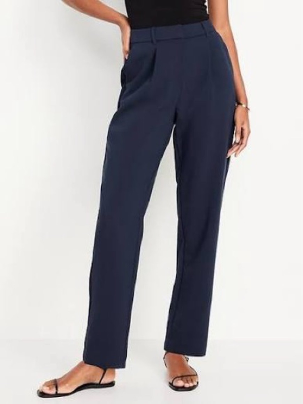 Old Navy Navy Straight Leg High-Rise Trousers